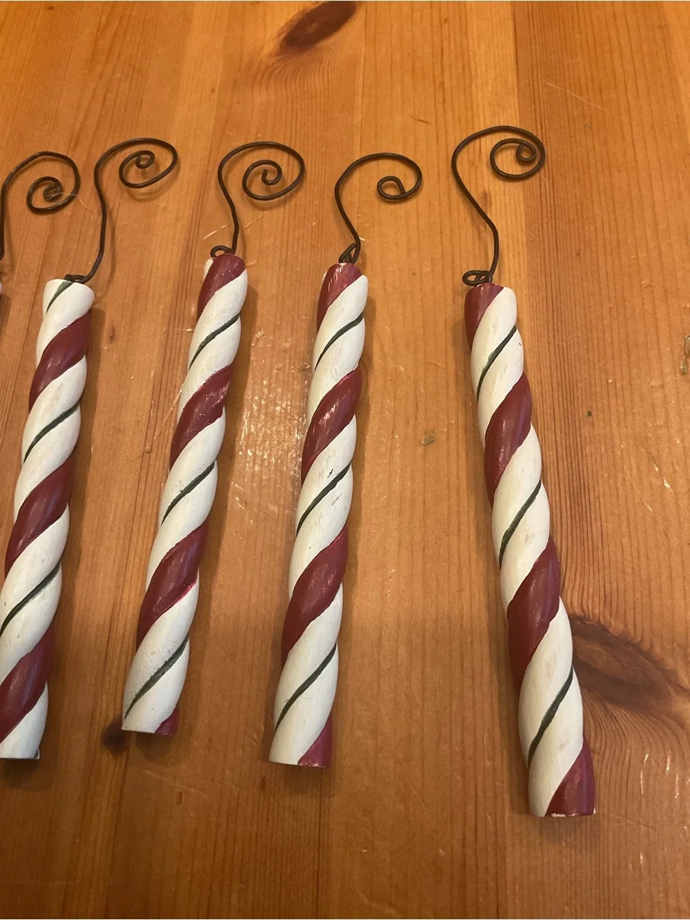 WOODEN CANDY CANE ICICLE ORNAMENTS FARMHOUSE CHRISTMAS PRIMITIVE RUSTIC LOT OF 6